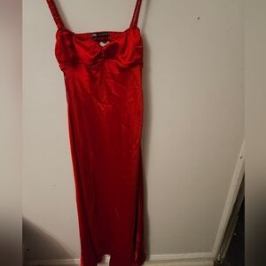 Zara Vibrant Red Maxi Slip Dress